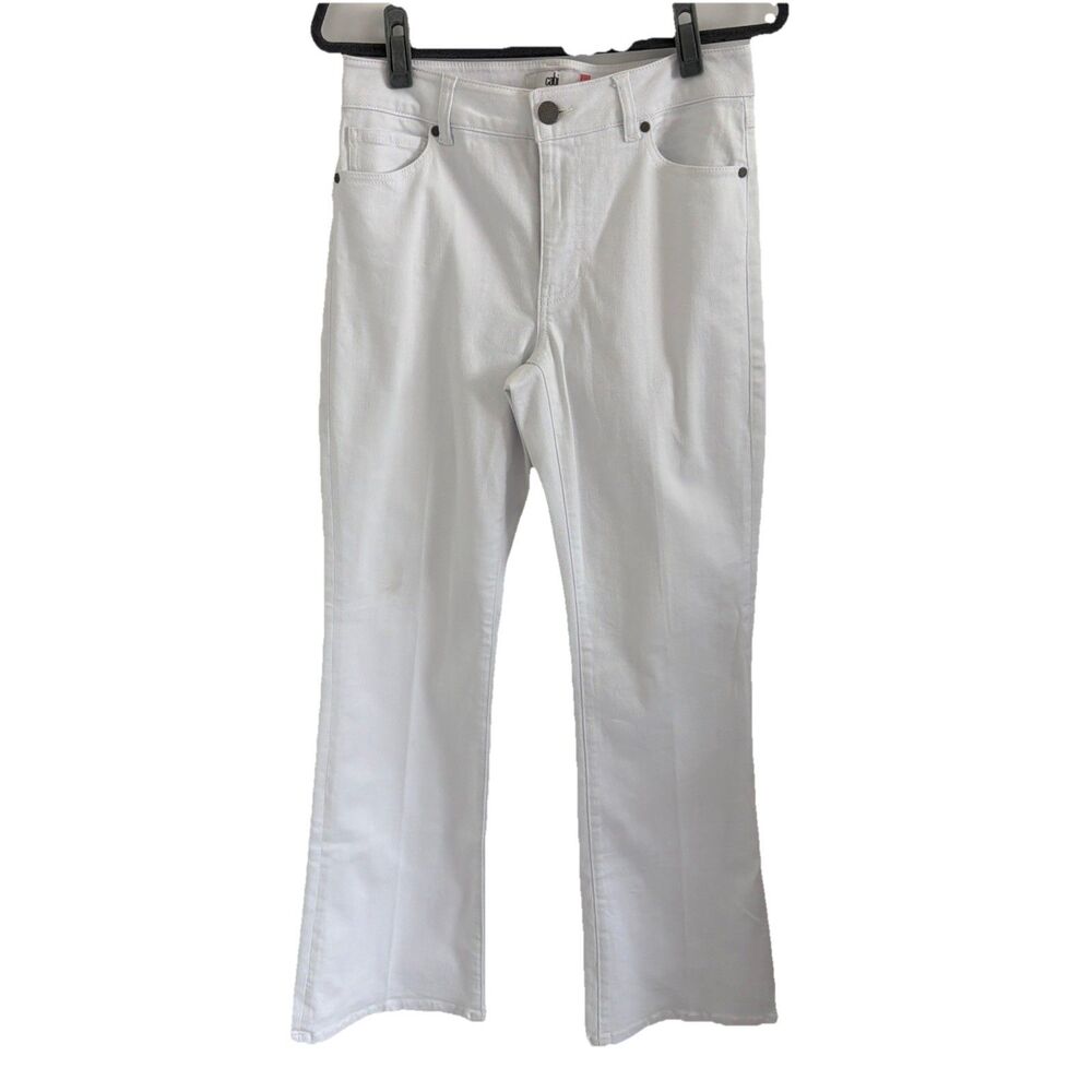 CAbi White Trouser Jeans Stretch Denim Flare Leg Womens Sz 6 Sty #5880 Versatile - Picture 3 of 15
